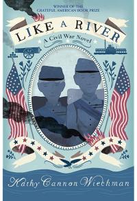 Two union soldiers flanked by two American flags