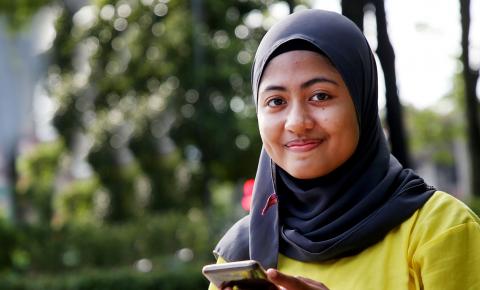 Muslim high school student wearing hijab